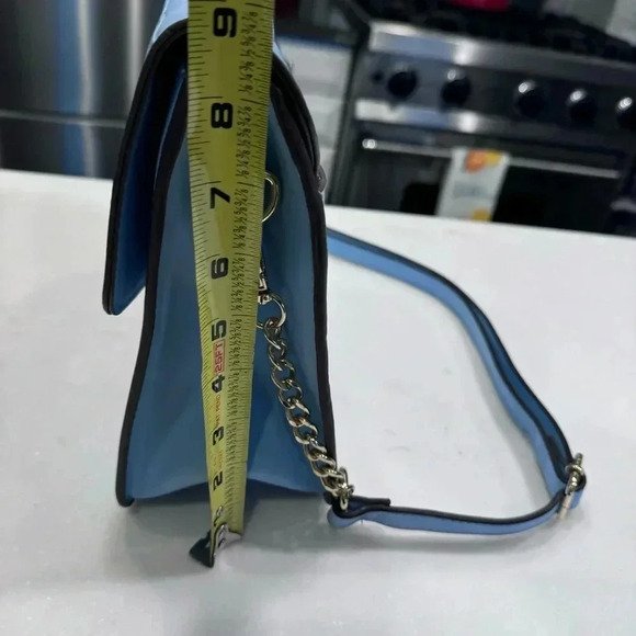 Iman Global Chic Satchel /Crossbody Light Blue Flower Garden Gold Hardware NWOT - Picture 15 of 16